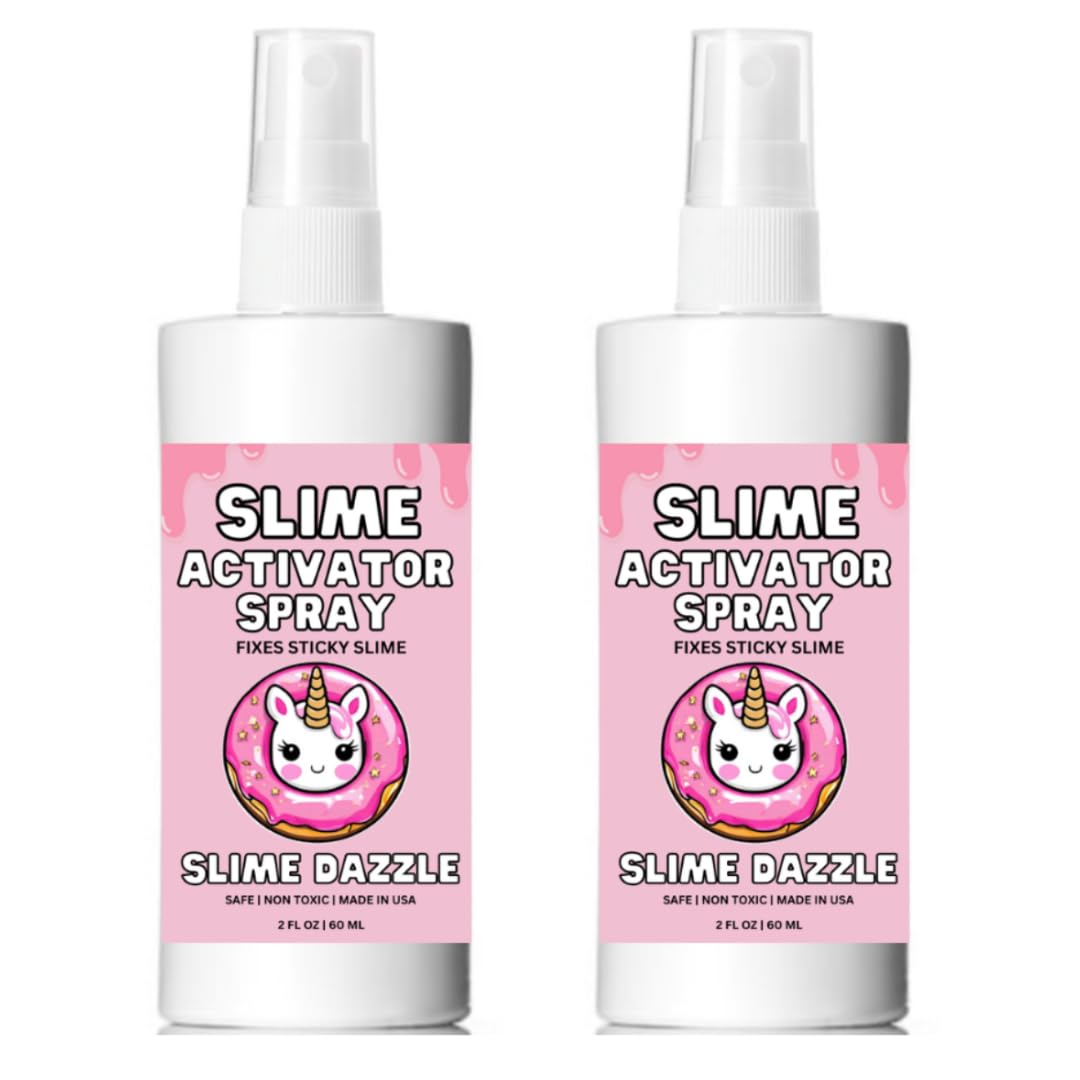 Slime Dazzle Activator Spray 2 Fl Oz x 2 Pack - Made in USA for Reminding Sticky Slime
| Slime Dazzle Activator Spray 2