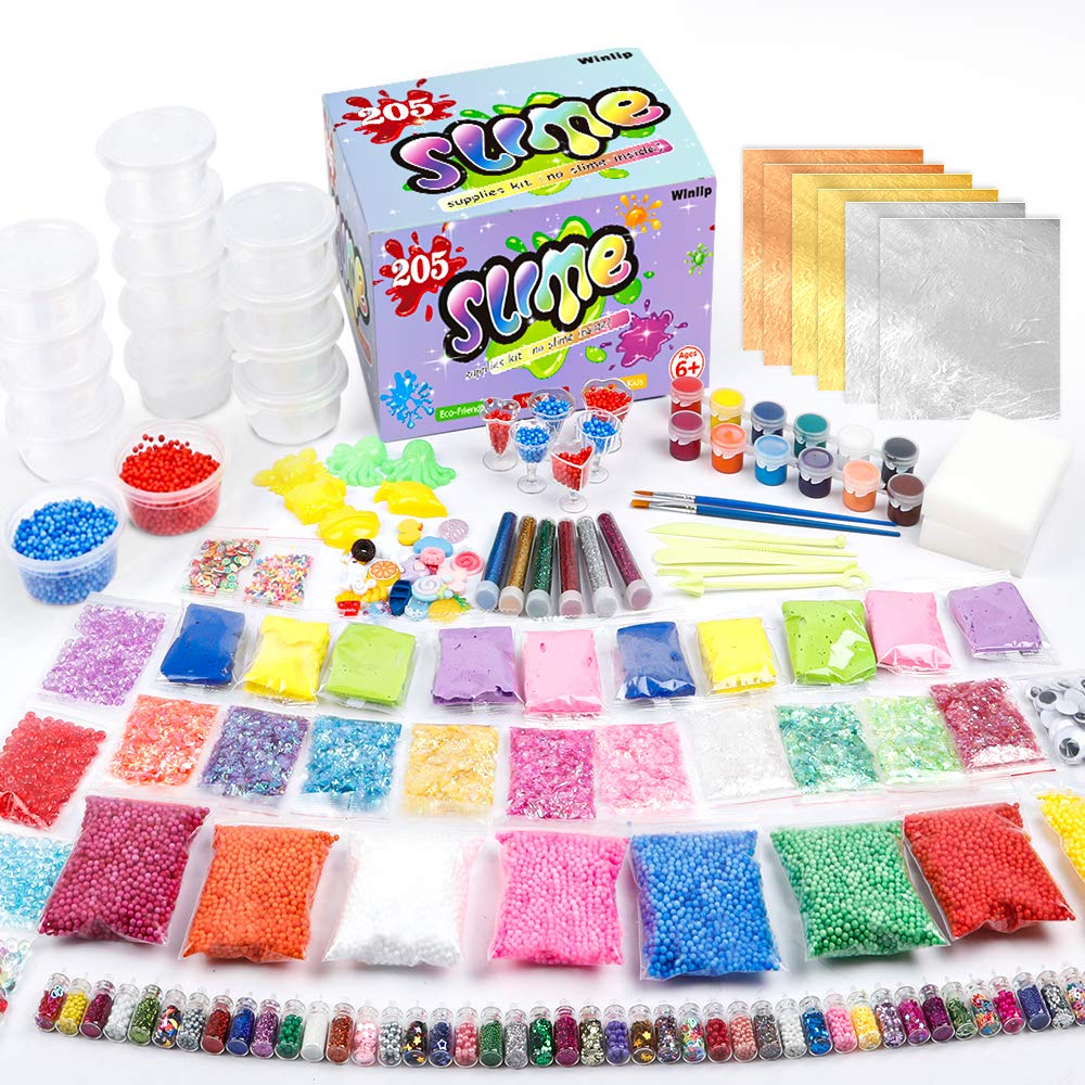 WINLIP Slime Supplies Kit - 205 Pack Add Ins Slime Kit for Kids and Girls Slime Making - Includes Foam Balls, Glitter,
