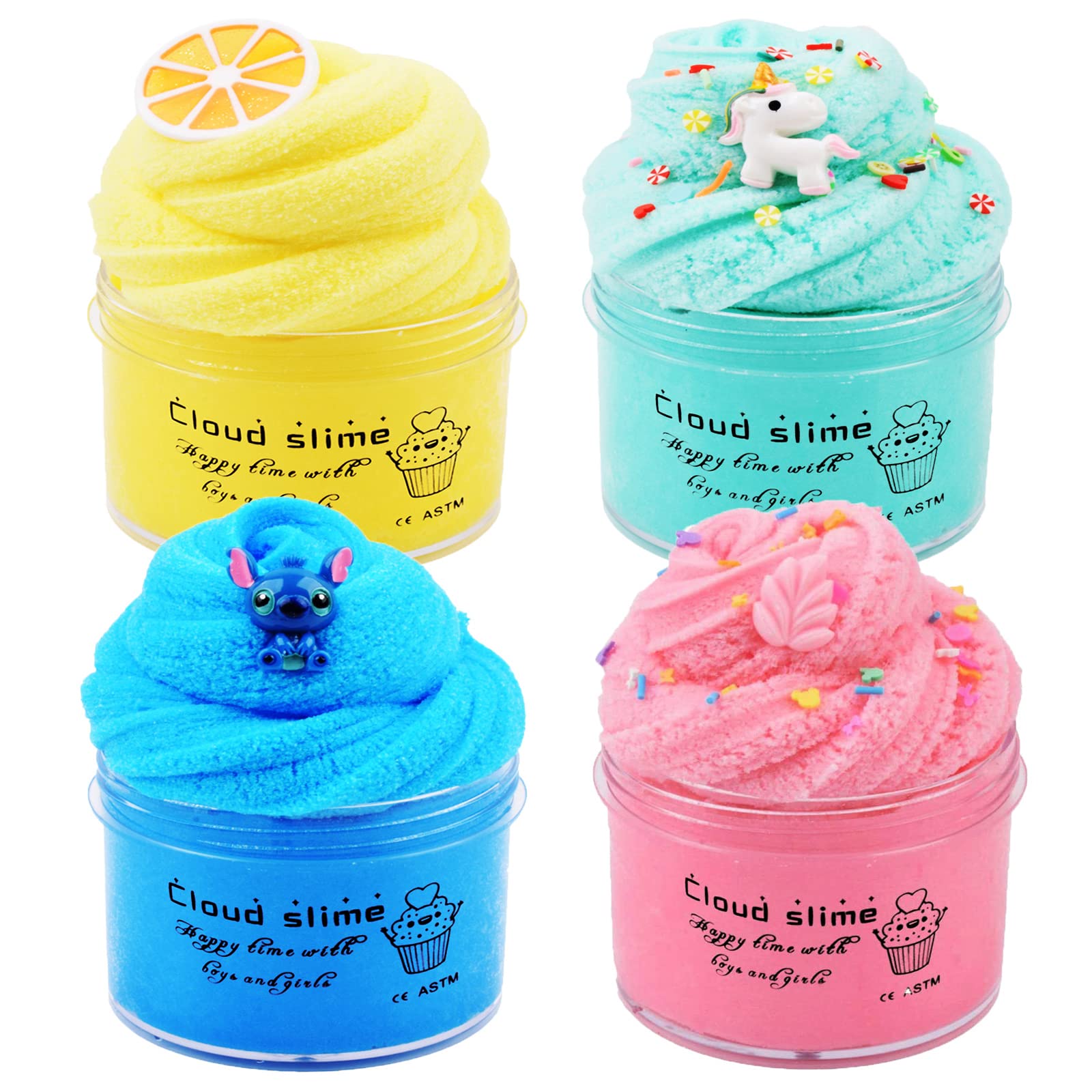 4 Pack Cloud Slime, Mini Slime Kits for Kids Stress Relief, Party Favor, Birthday