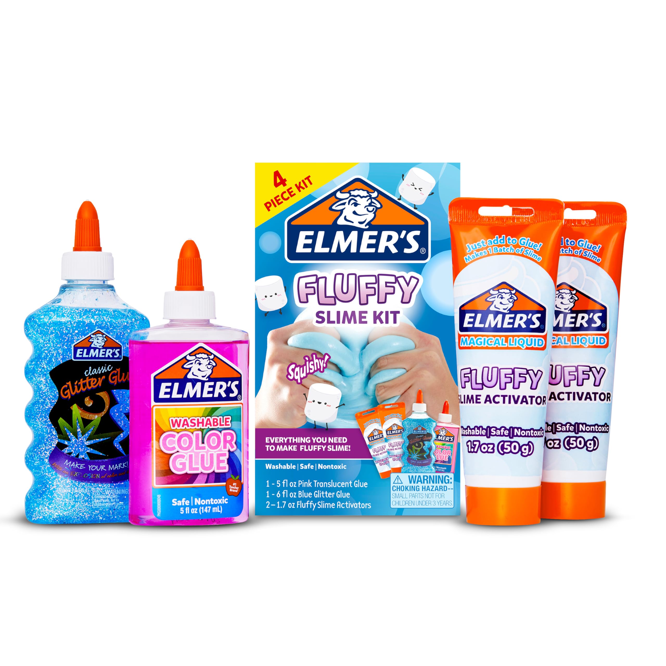Elmer’s Fluffy Slime Kit for Kids, Easy-to-Make Slime, Educational Science Experiment, Ages 6+, School Science Fair Pro