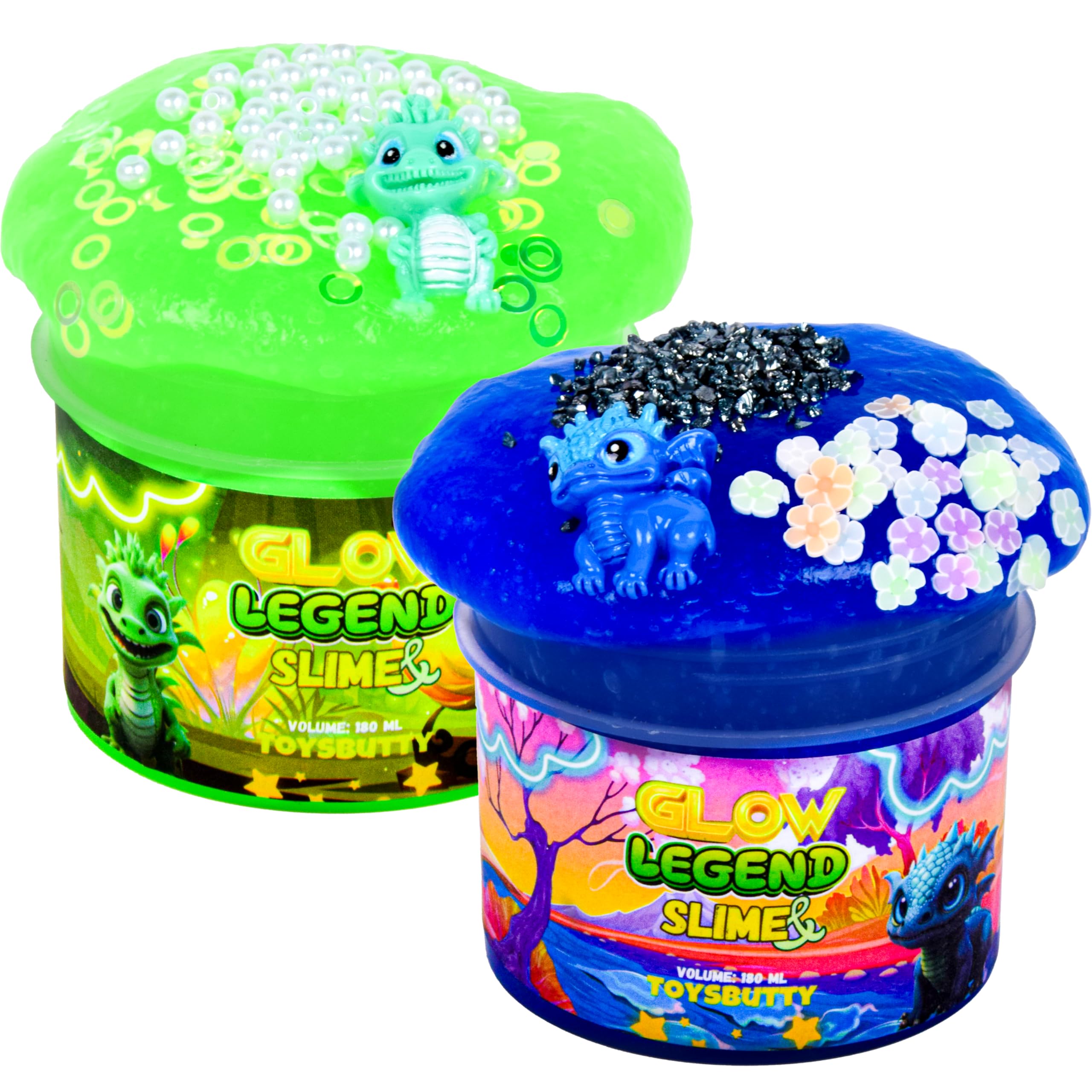 FINOCLAY Glow in The Dark Slime Kit for Kids Ages 6-12, Creative Sensory Play with Dragon Theme Accessories
FINOCLAY 2 P