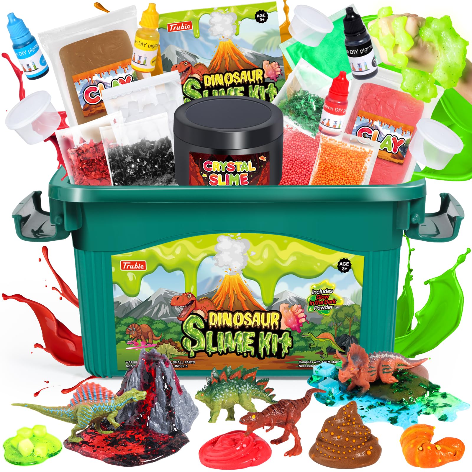 Dinosaurs Butter and Crystal Slime Making Kit Glow in The Dark Kids Toys
| Boys Dinosaurs Slime Kit with Lava Figurines