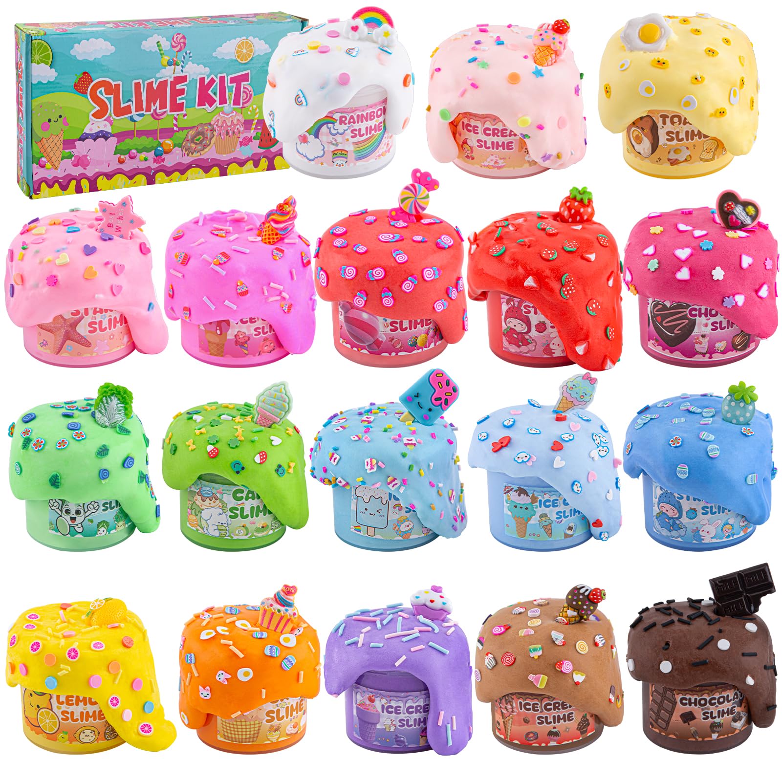 LAWOHO 18 Pack Cloud Butter Slimes for Girls Ages 8-12, Toy Kit for Kids Party Supplies and Classroom Rewards