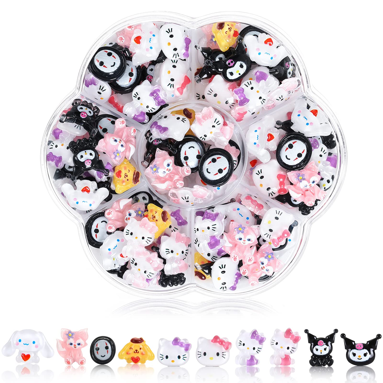 TemBelle 70 Pcs Resin Nail Charms for DIY Nail Art and Hair Clips