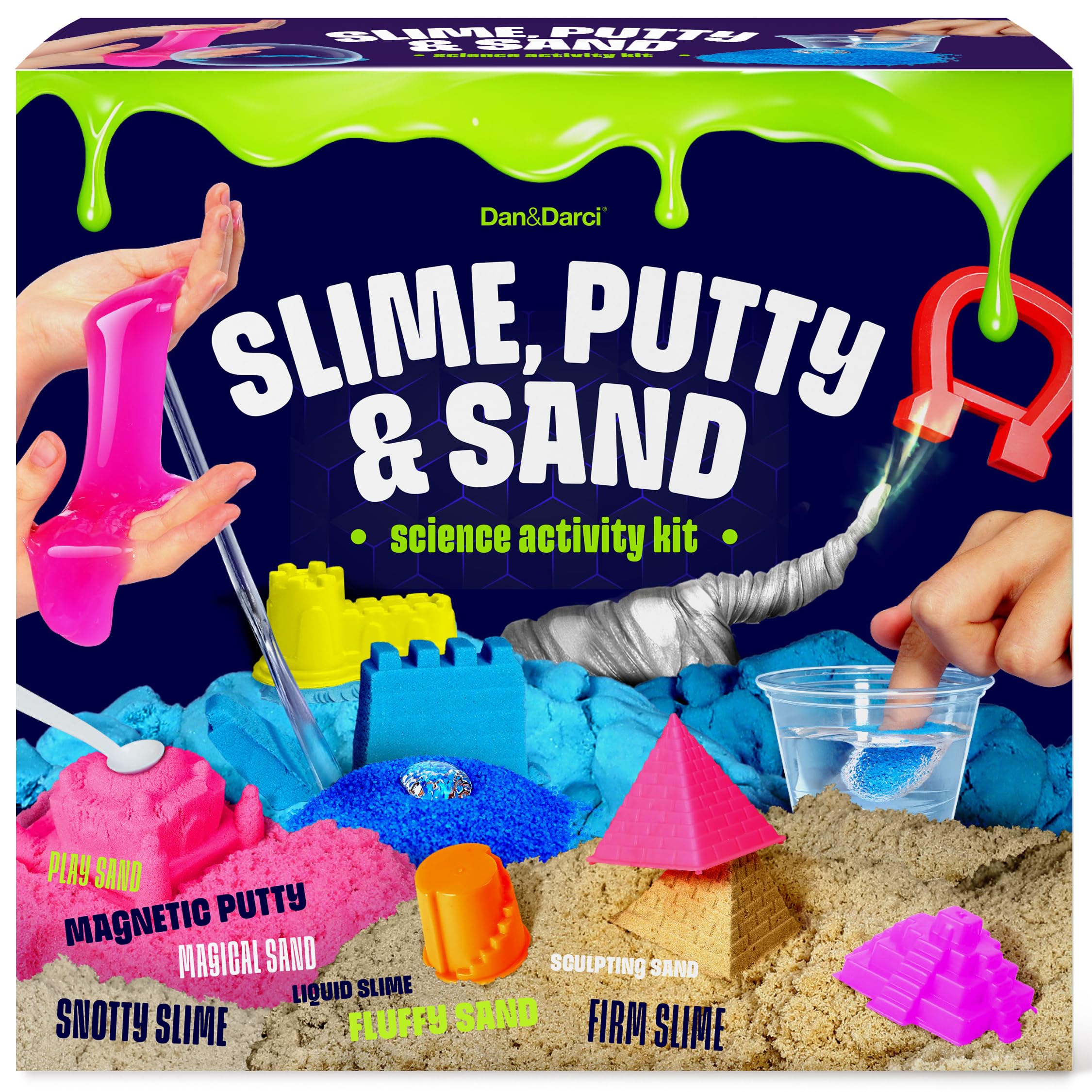 Slime, Putty & Sand Sensory Science Kit for 8-10 Year Old Kids - STEM Toys for Boys & Girls - Christmas & Birthday Gifts