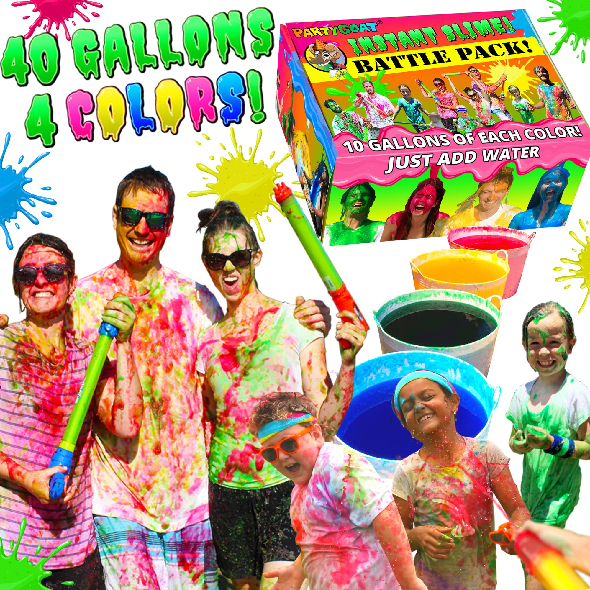 PARTY GOAT Multicolor Slime Powder for Slime Blaster Guns
PARTY GOAT Bulk Instant Slime for Color Run or Color War
PARTY
