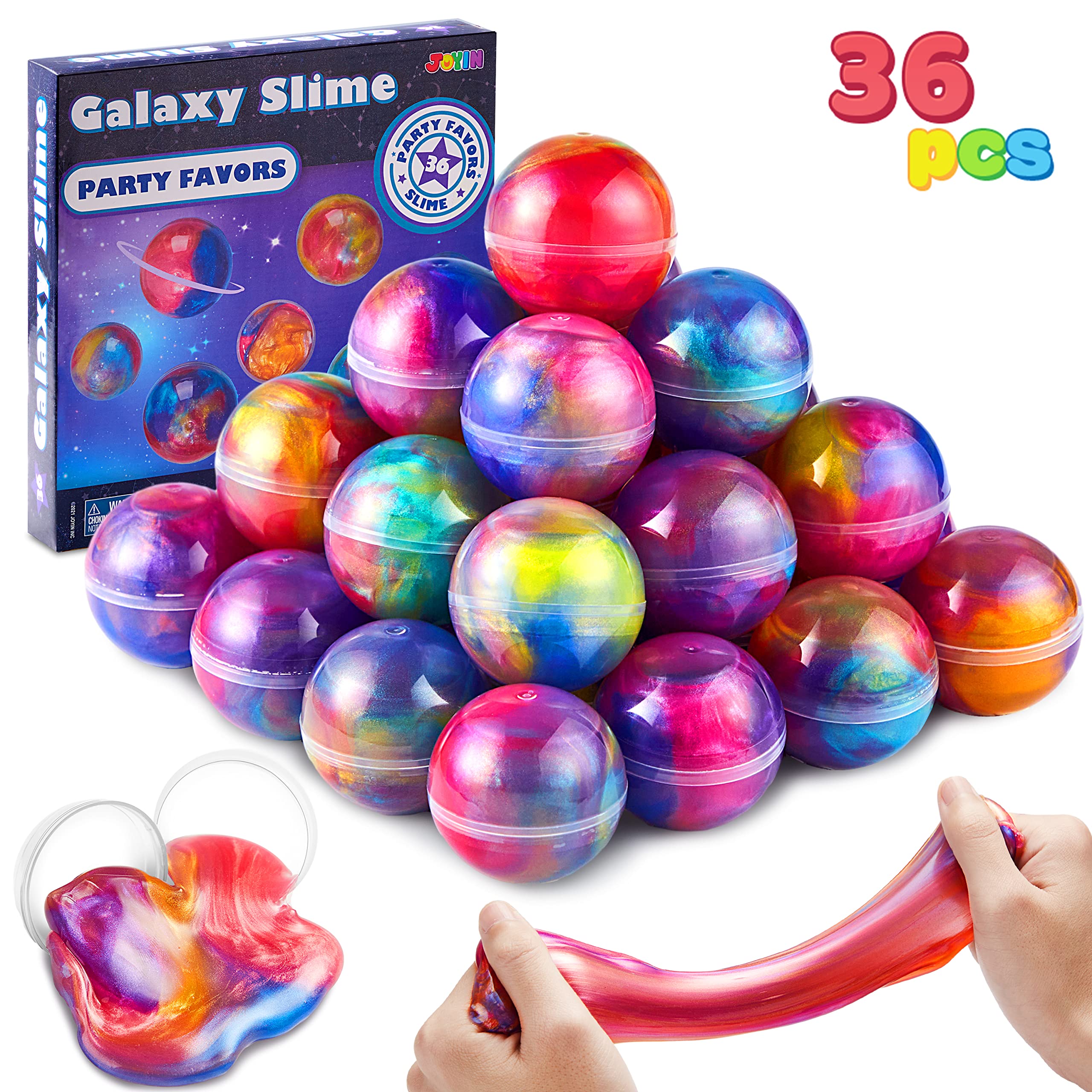 JOYIN Stretchy Galaxy Slime Party Favors - 36 Pack for Girls and Boys - Stress Relief, Mess-Free, and Safe Classroom Rew